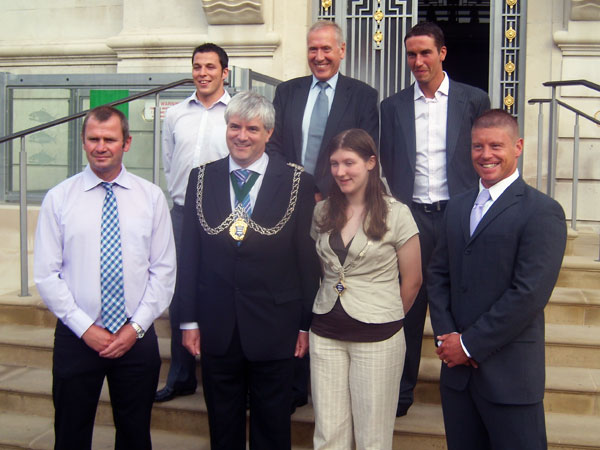 Kingstonian players and management with the Mayor