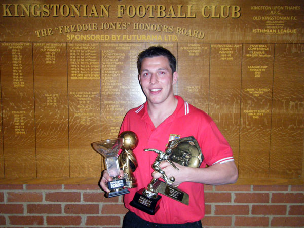 Bobby Traynor with his end of season awards