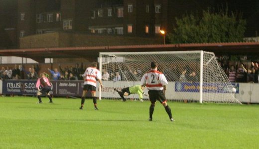 Sankoh's header glances past Harris in the Casuals goal