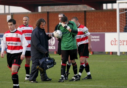 Garrard receives treatment for a bang in the face