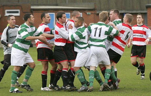 Hack on Wayne Finnie starts a scuffle