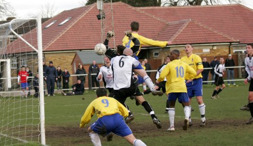 Bobby Traynor heads across the face of goal from a tight angle