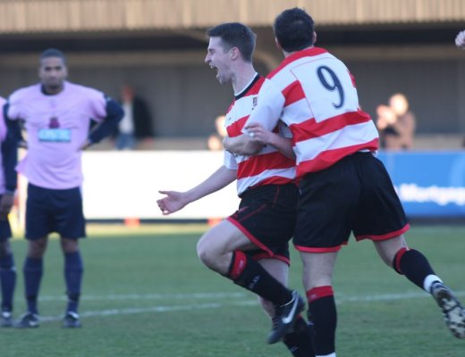 Wayne Finnie celebrates his first goal for the club