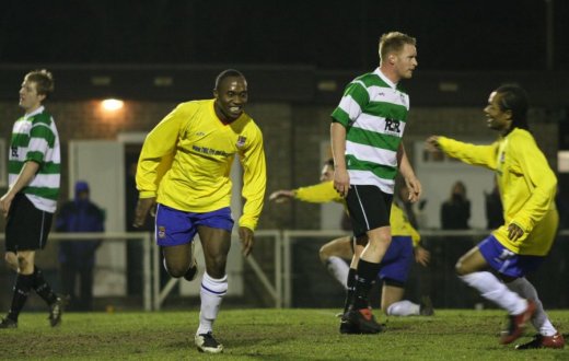 Saheed Sankoh celebrates his goal