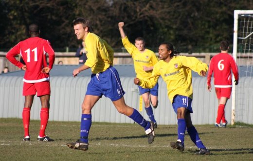 Gavin Cartwright celebrates his goal