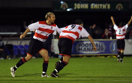 Bobby Traynor celebrates his goal