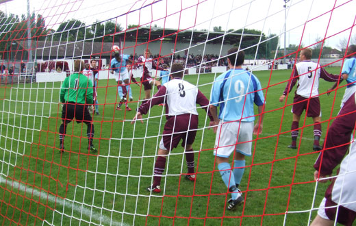 Tony Bedeau heads for goal