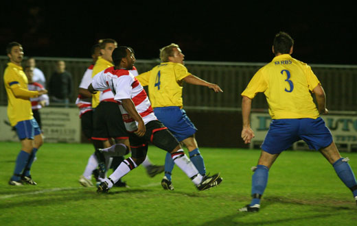 Max Hustwick (hidden) heads in the second goal