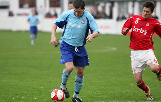 Bobby Traynor prepares to score the first