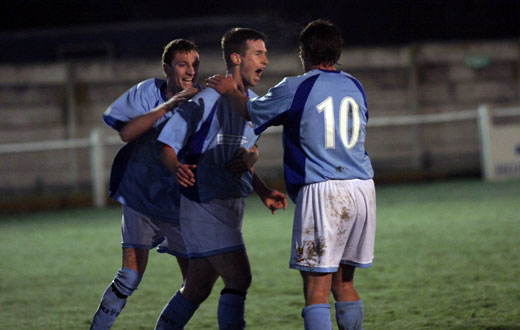 Wayne Finnie celebrates the first goal