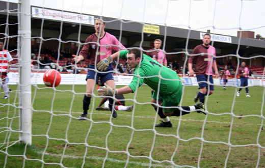 Carl Wilson-Denis' shot deflected onto the post