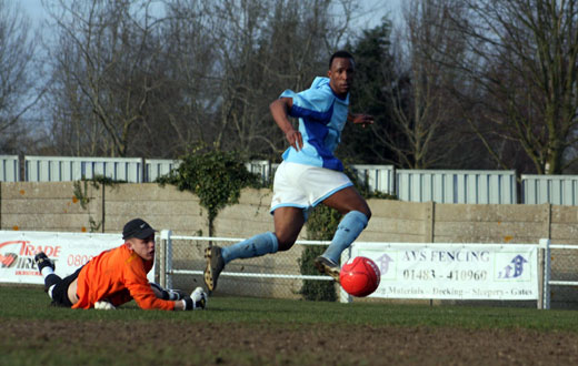 Carl Wilson-Denis rounds the goalkeeper