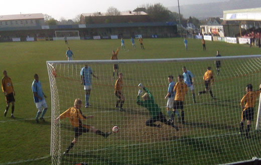 Simon Huckle's header cleared off the line
