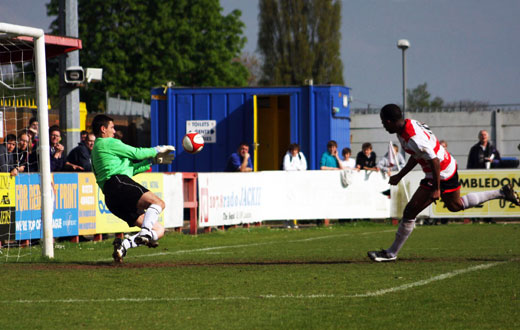 Carl Wilson-Denis sees his goal disallowed