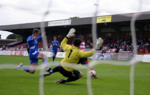 Dean Lodge scores past Jamie Lunan