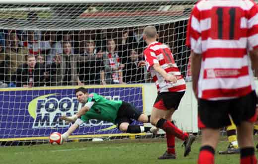 Simon Huckle sees his shot saved