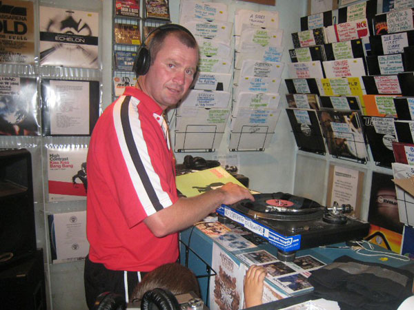 Kingstonian manager Alan Dowson on the decks at Banquet Records