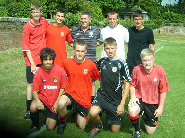  Pictured with course tutor and ex West Ham player Geoff Pike are Jacob Bliss, Tom Drinkwater, Steff Martin, Josh Johnson, Benji Alvares, Charlie Dunn, Alex Mcmillan and Ben Ewing